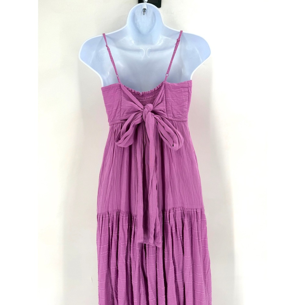 Haute Hippie Style Maxi Dress Womens S Purple Tiered Boho Cottagecore Bow Back - Picture 3 of 13